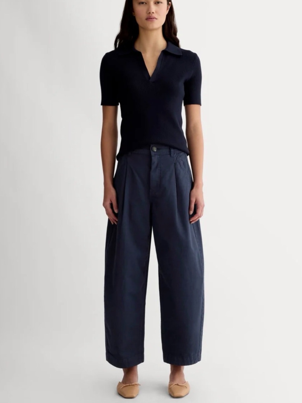 Everlane Wide-Leg Cropped Navy Trousers